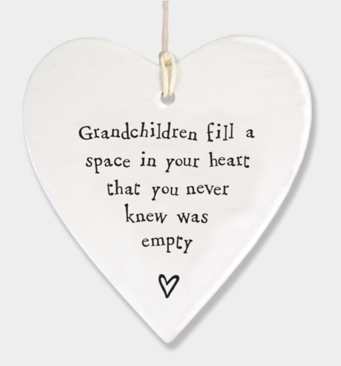 East of India Porcelain Hanging Heart - Grandchildren fill a space in your heart....