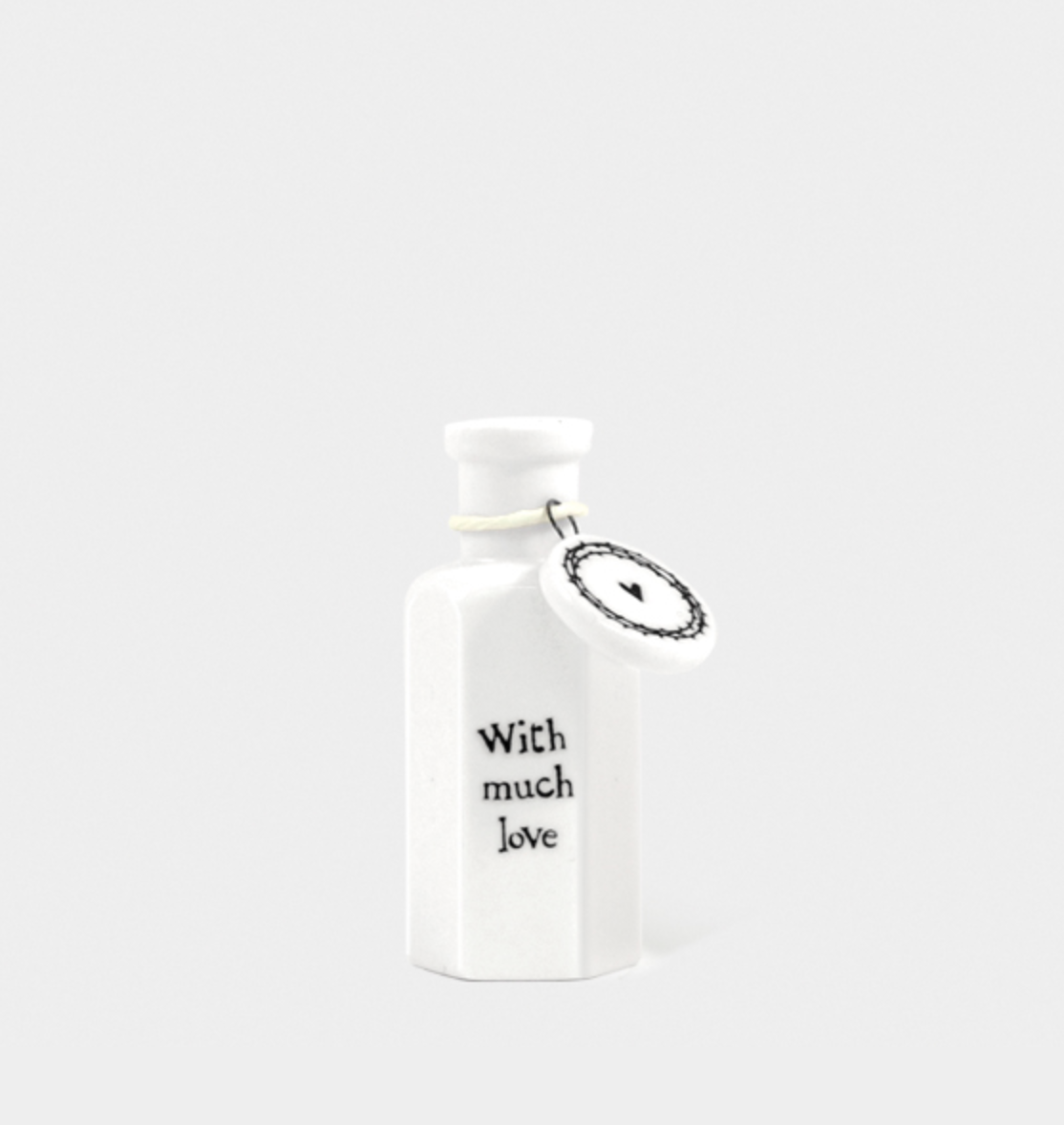 East of India Hexagonal Porcelain Bottle - "With much love..."