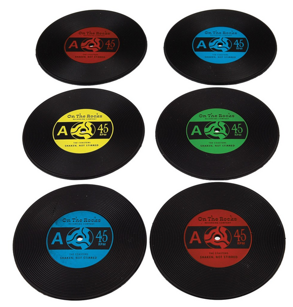 Set of Six Silicone 'Record' Coasters
