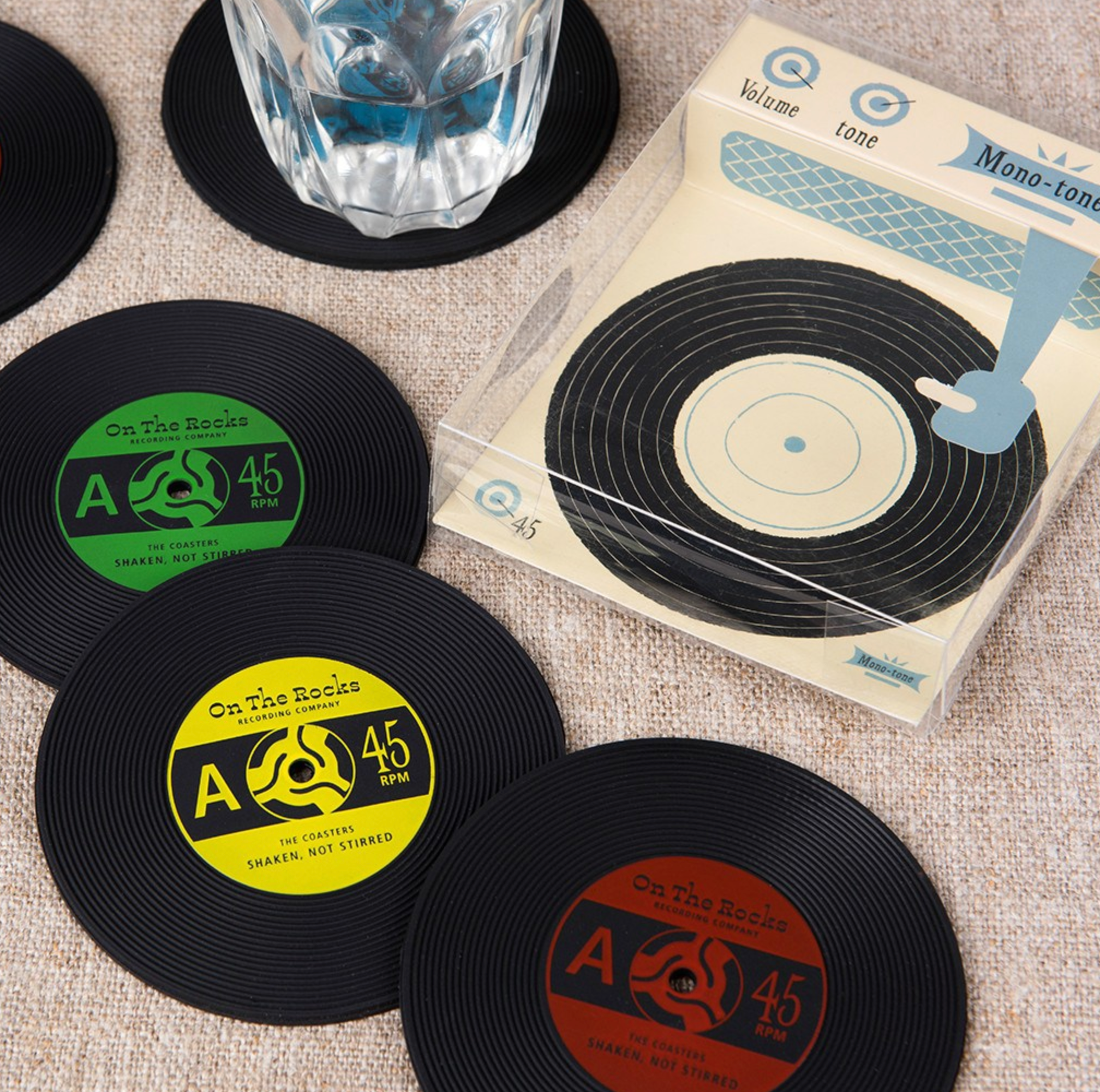 Set of Six Silicone 'Record' Coasters