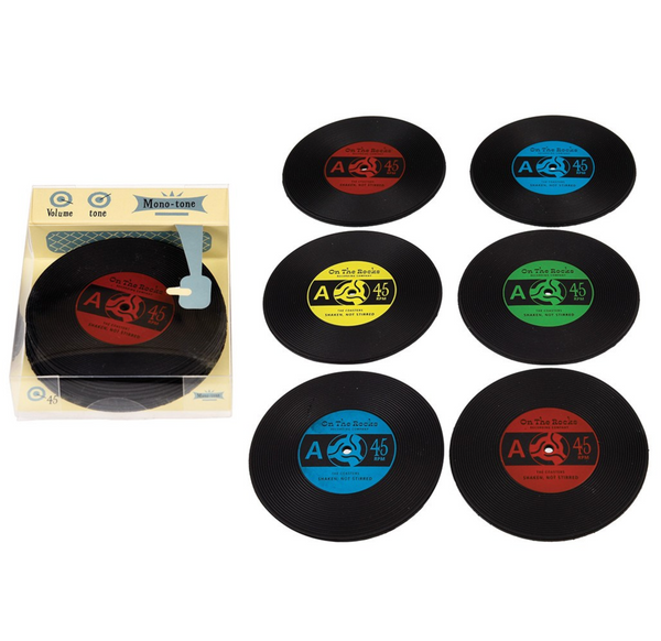 Set of Six Silicone 'Record' Coasters