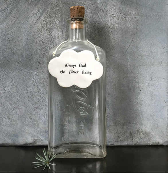 East of India Porcelain Hanging Cloud - "Always find the silver lining"