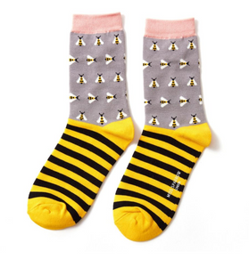 Miss Sparrow Bamboo Ladies Socks - Busy Bees - Grey