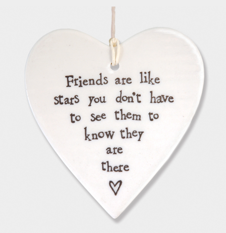 East of India Porcelain Hanging Heart - Friends are like Stars...