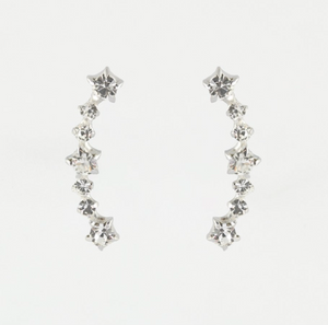 Sterling Silver Ear Crawler Earrings - Multi Gemset Ear Crawler Stars