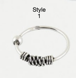 Sterling Silver Nose Ring -  Bali Style
