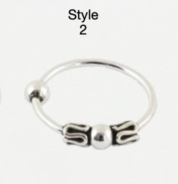 Sterling Silver Nose Ring -  Bali Style
