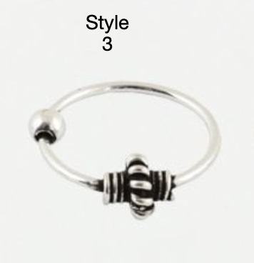 Sterling Silver Nose Ring -  Bali Style