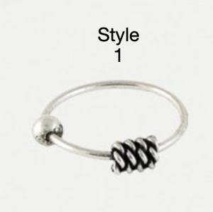 Sterling Silver Nose Ring -  Bali Style