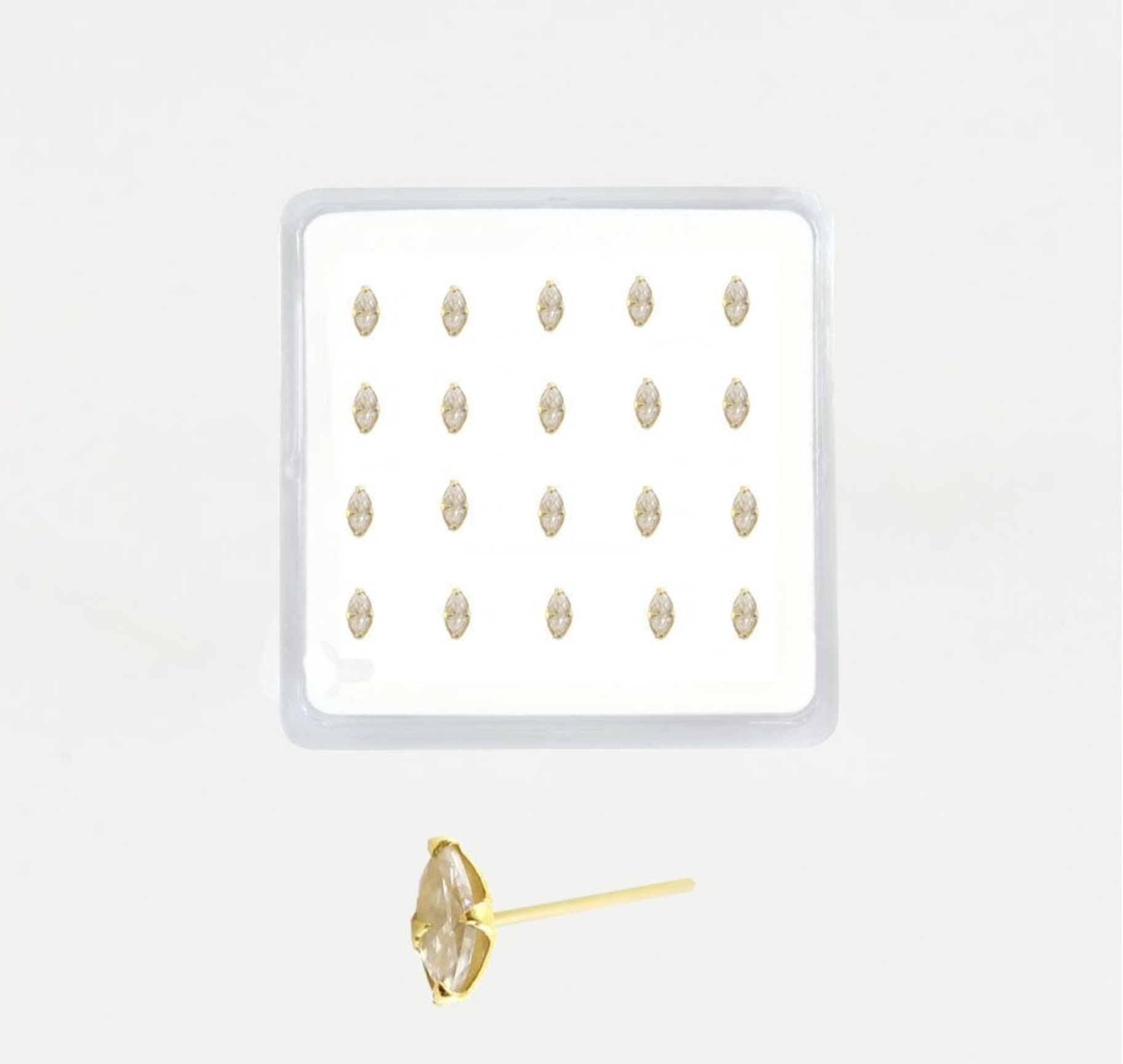 Gold Plated Nose Stud with Marquis Gem