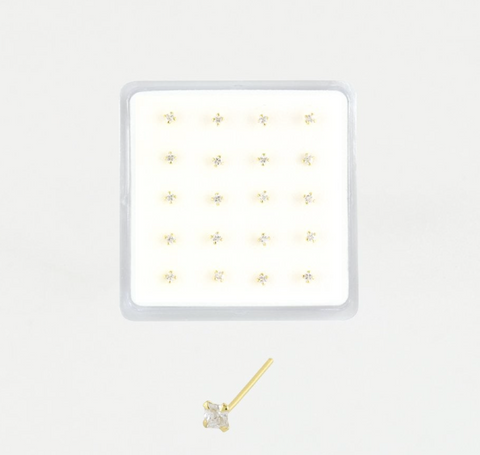 Gold Plated Nose Stud  - Square Clawset