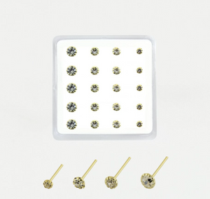 Gold Plated Sterling Silver Nose Stud  - Round Clawset