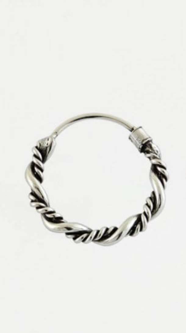 Sterling Silver Rope Twist Hoop Earring - 10mm