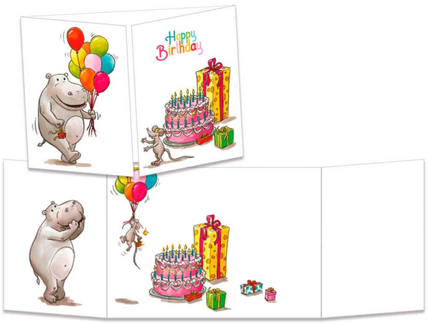 Sophie Turrel Folding Greetings Card - Hippo Birthday CT221