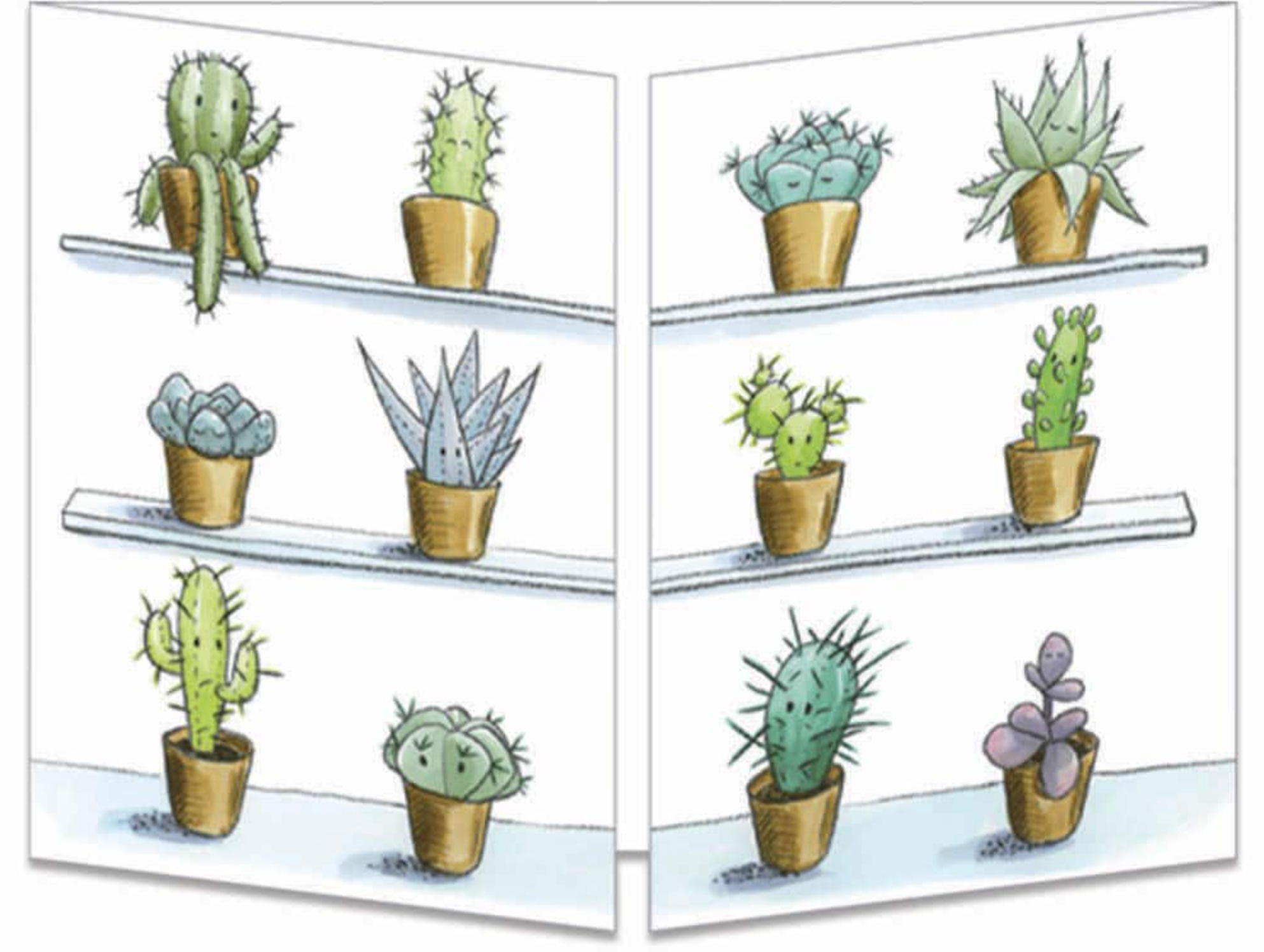 Sophie Turrel Folding Greetings Card - Cacti CT323