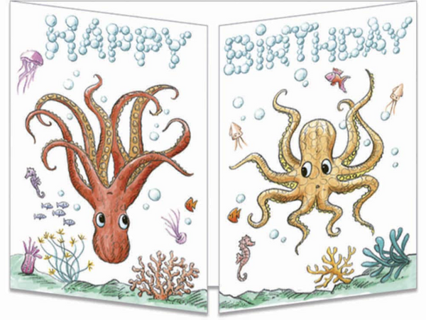 Sophie Turrel Folding Greetings Card - Octopus CT324