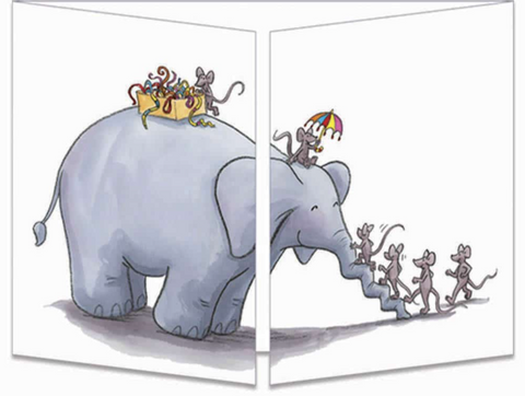 Sophie Turrel Folding Greetings Card - Elephant Swing CT311