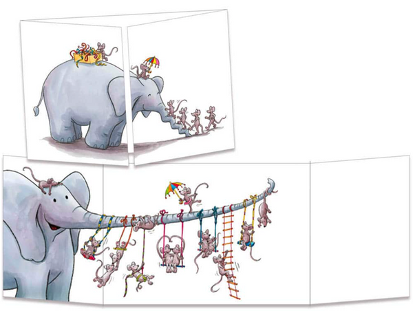 Sophie Turrel Folding Greetings Card - Elephant Swing CT311