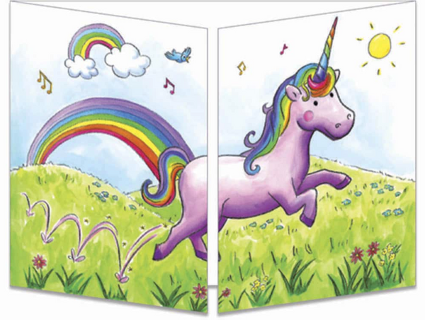 Sophie Turrel Folding Greetings Card - Rainbow Unicorn CT299