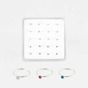 Sterling Silver Nose Ring -  Plain with clawset gem