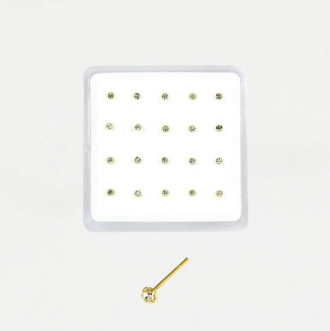 Gold Plated Nose Stud  - Round Clawset