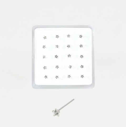 Sterling Silver Nose Stud with Star Gem