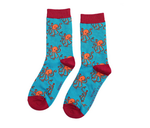 Miss Sparrow Bamboo Ladies Socks - Octopus Turquoise