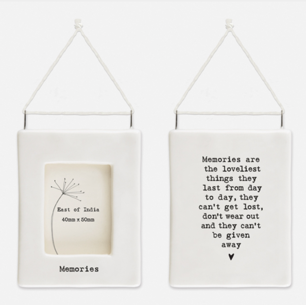 East of India Porcelain Mini Hanging Frame - 'Memories'