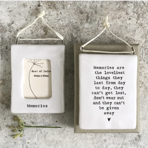 East of India Porcelain Mini Hanging Frame - 'Memories'