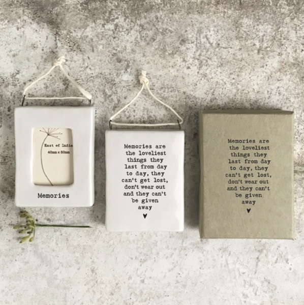 East of India Porcelain Mini Hanging Frame - 'Memories'