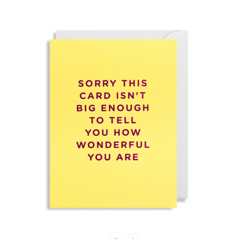 Greetings Card - Lagom Mini Card- "Sorry This Card Isn't Big enough...."