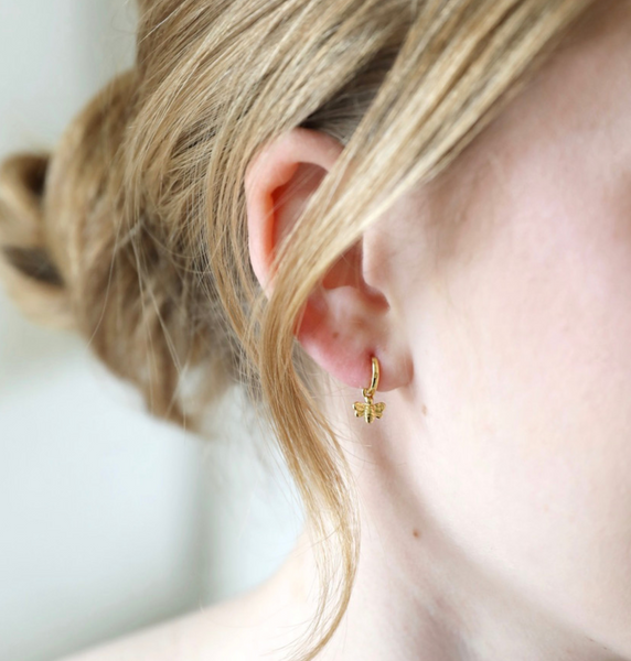 Gold Plated Sterling Silver Bee Huggie Earrings