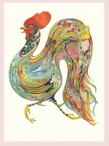 Daniel Mackie Running Rooster Greetings Card