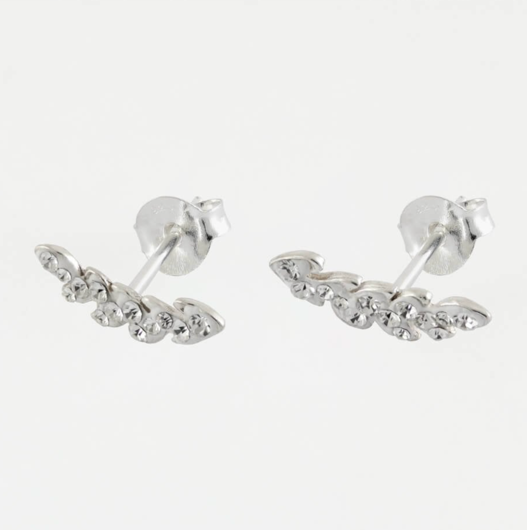 Sterling Silver Ear Crawler Earrings - Multi Gemset Leaf