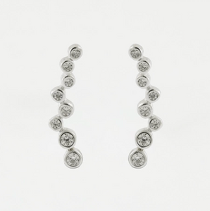 Sterling Silver Ear Crawler Earrings - Multi Gemset Circles