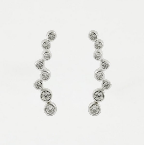 Sterling Silver Ear Crawler Earrings - Multi Gemset Circles