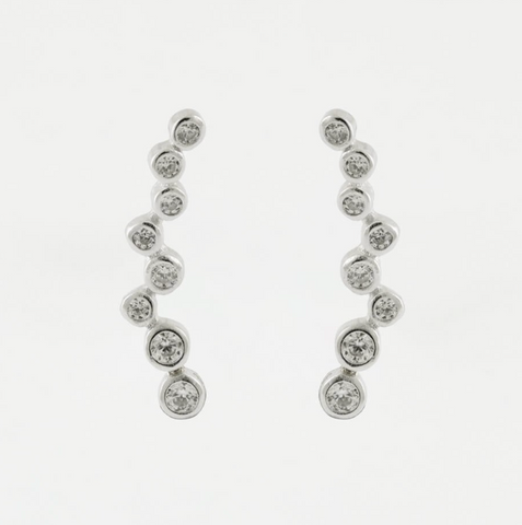 Sterling Silver Ear Crawler Earrings - Multi Gemset Circles