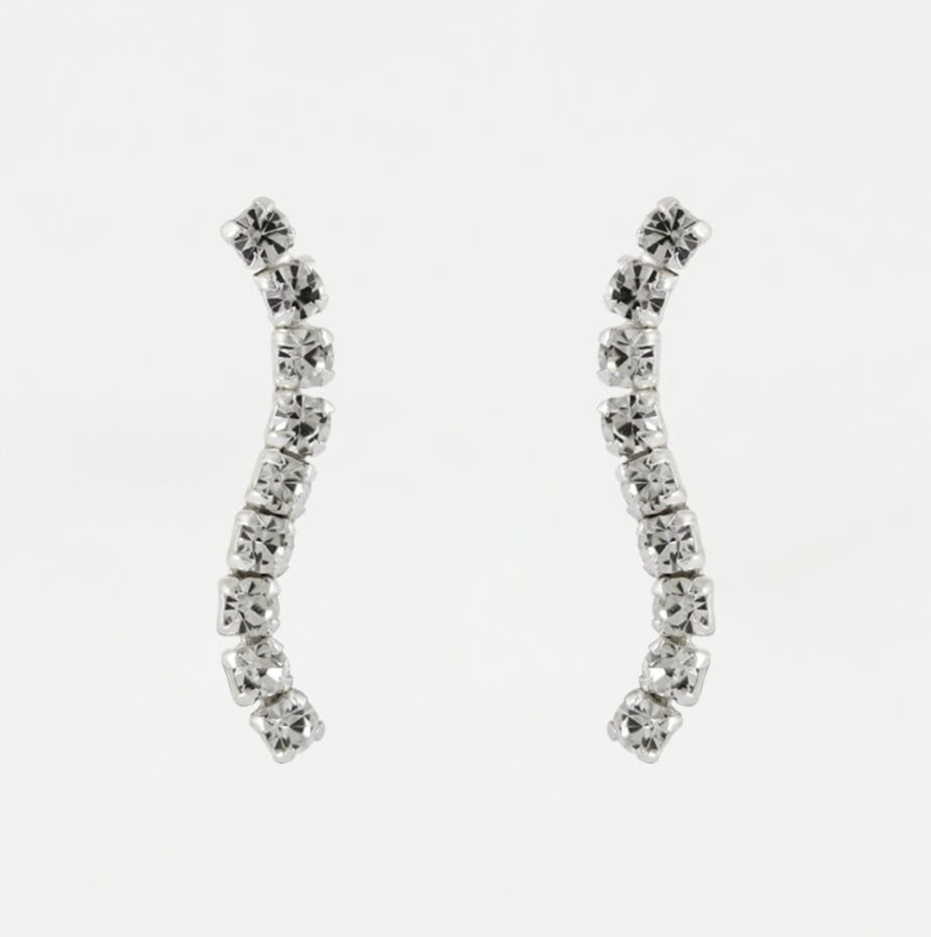 Sterling Silver Ear Crawler Earrings - Wave Gemset Crystals