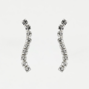 Sterling Silver Ear Crawler Earrings - Wave Gemset Crystals