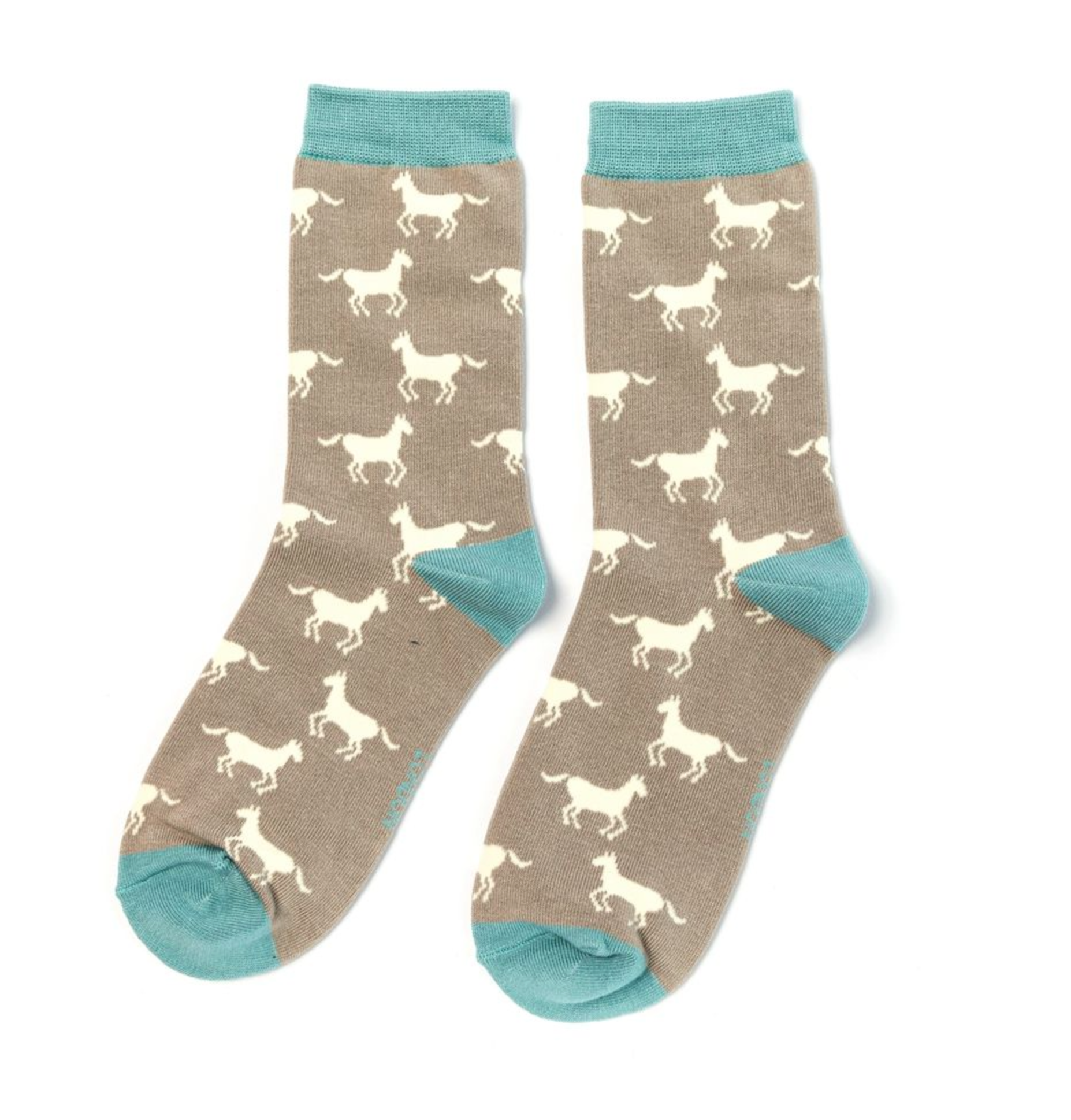 Miss Sparrow Bamboo Ladies Socks - Horses Light Grey
