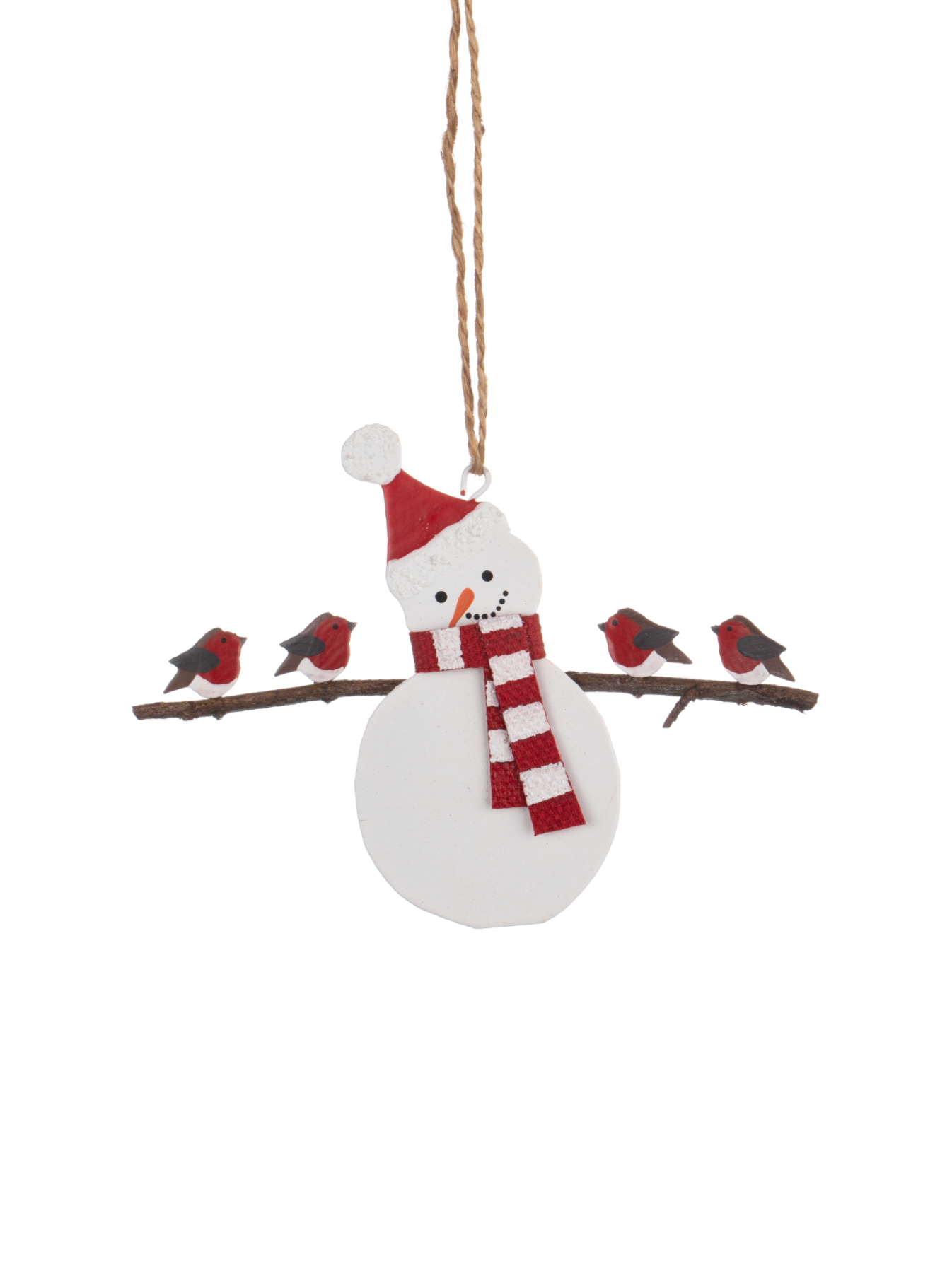 Shoeless Joe Christmas Happy Snowman with Robin Friends Hanger