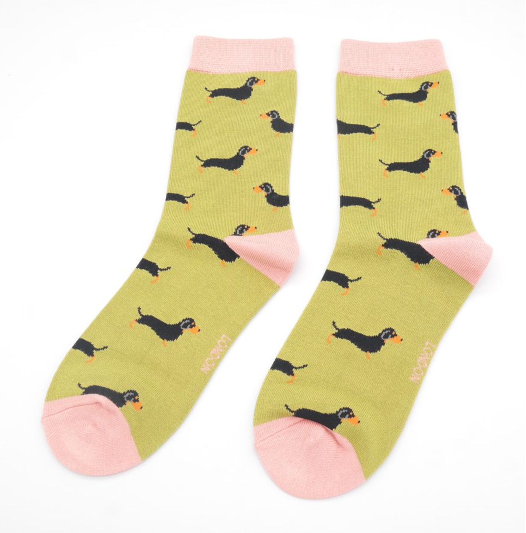 Miss Sparrow Bamboo Ladies Socks - Little Sausage Dogs Olive