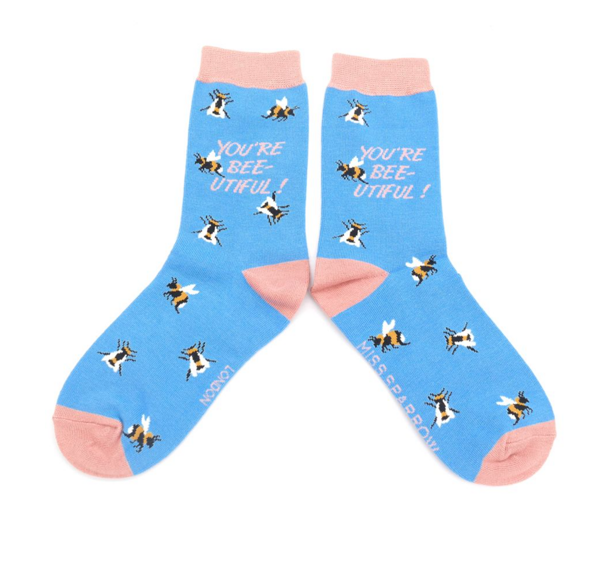 Miss Sparrow Bamboo Ladies Socks - Bee-utiful Sky Blue