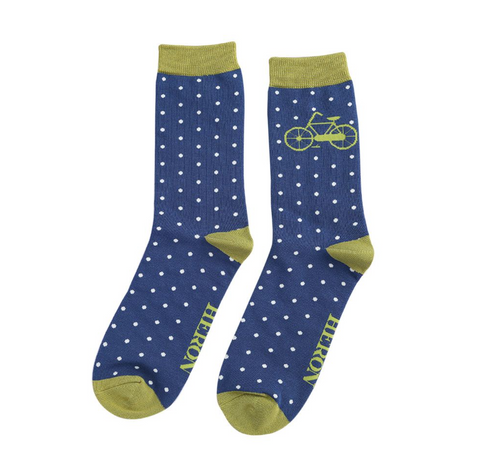 Mr Heron Bamboo Mens Socks - Bike & Spots Navy