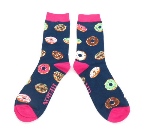 Mr Heron Bamboo Mens Socks - Doughnuts Navy