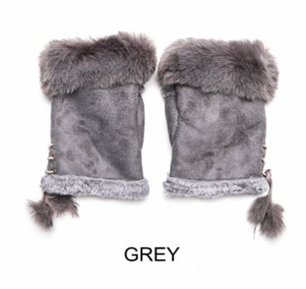 Fingerless Gloves with Faux Fur Cuff