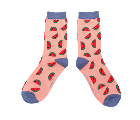 Miss Sparrow Bamboo Ladies Socks - Watermelons Dusky Pink