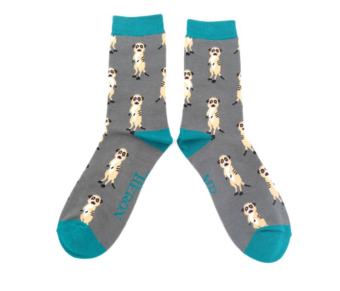 Mr Heron Bamboo Mens Socks - Meerkats Grey