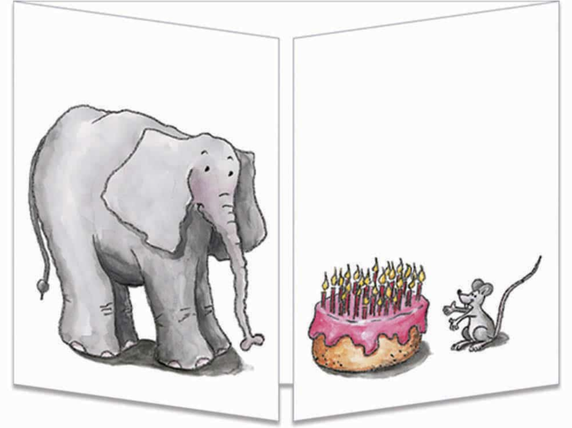 Sophie Turrel Folding Greetings Card - Elephant, Mouse & Cake CT32
