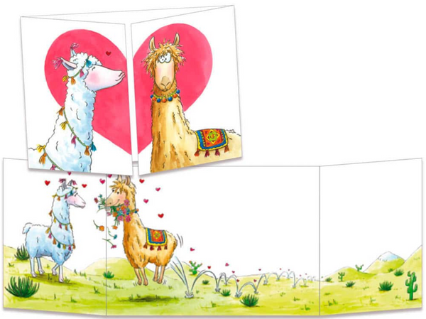 Sophie Turrel Folding Greetings Card - Llama Love CT301